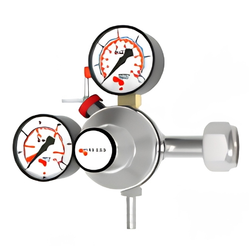 Mm Co2 Regulator 1 Way, Outlet 1 X Nozzle, Inlet W21,8 X 14 Tpi, 0-6/4 Bar (791-067)